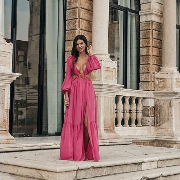 Cutout fuscia dress with open back